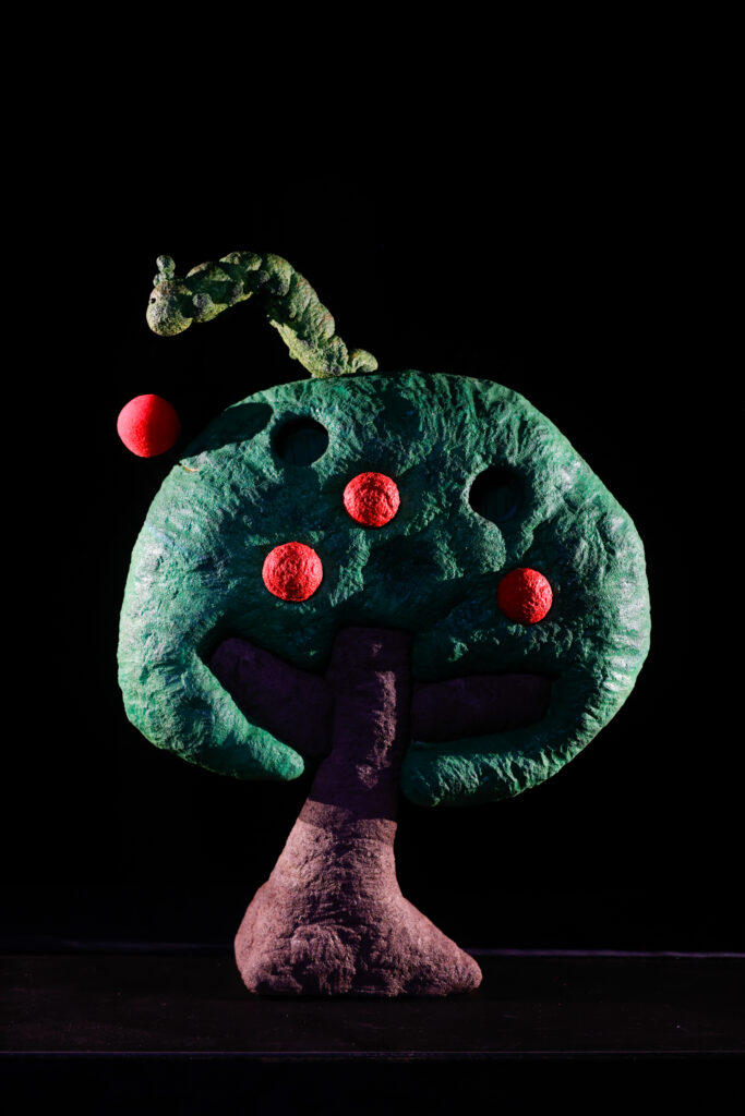 BOUGE ! l'épopée d'une petite boule rouge x CHA prodcution Photos du spectacle « Bouge ! l’épopée d’une petite boule rouge » par la compagnie Le souffle nomade, capturant la magie du théâtre noir, les marionnettes poétiques et les moments de douceur destinés aux tout-petits.